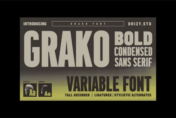 Grako: A Bold Condensed Sans Serif Variable Font for Branding